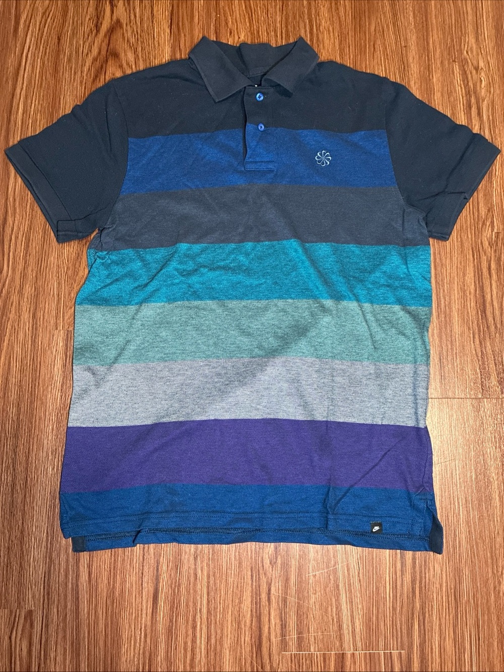 Nike Golf Sportswear Polo Shirt Men's Large Short Sleeve Pinwheel Golf Striped